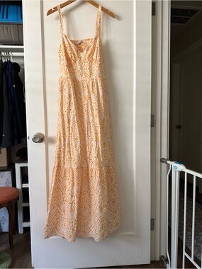 LOFT Orange and White Printed Maxi Dress